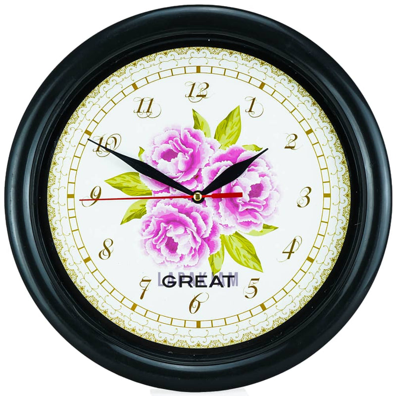 Jam Dinding Analog Bunga Great Hitam JD24GRE7-4HT