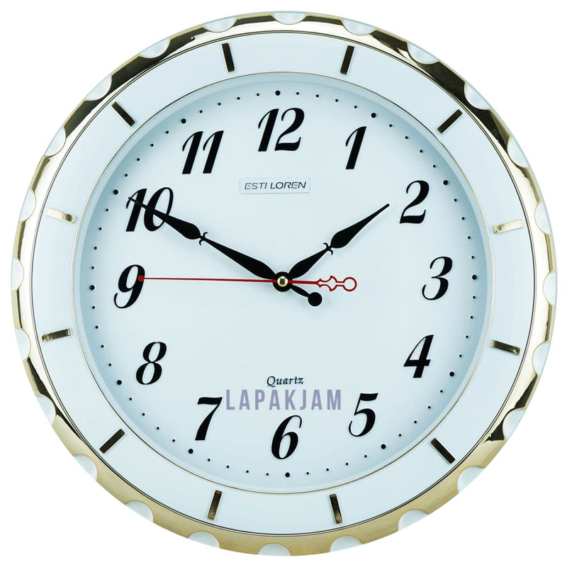 Jam Dinding Analog Polos Minimalis Estiloren Gold JD48S237D-RWGO
