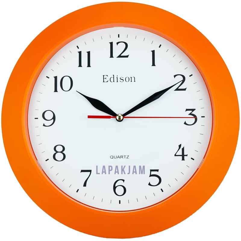 Jam Dinding Analog Polos Minimalis Edison Orange JDEDEDW07ORA