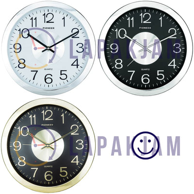 Jam Dinding Analog Polos Minimalis Pioneer Siver JDPIHS137DWWHI