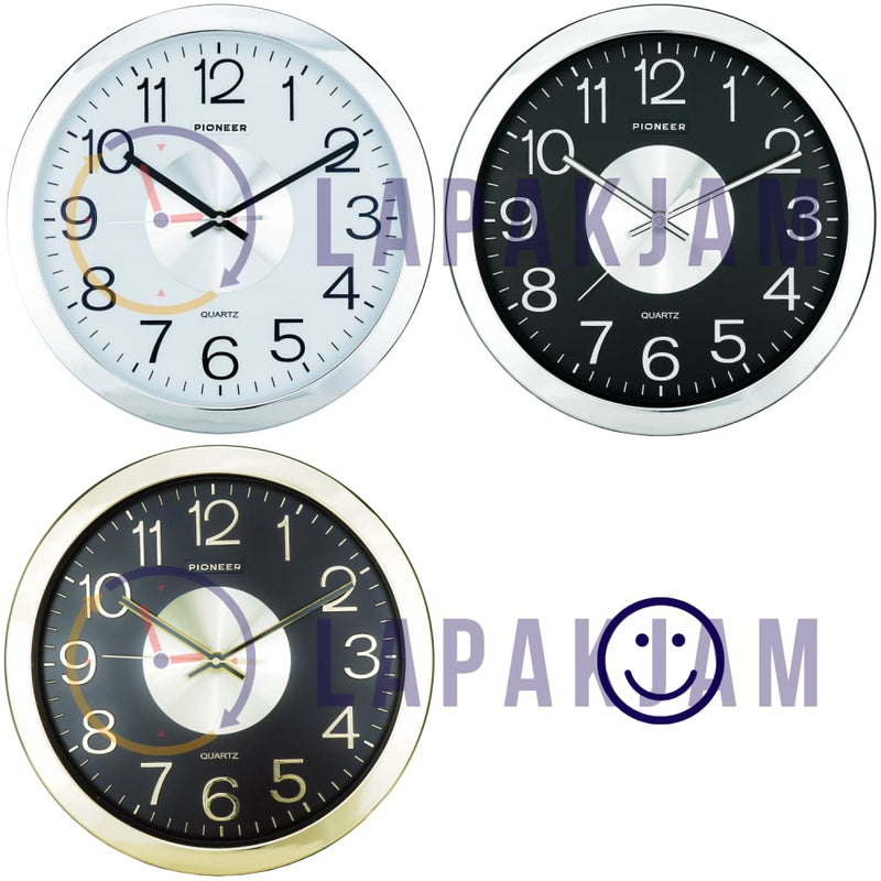 Jam Dinding Analog Polos Minimalis Pioneer Siver JDPIHS137DWWHI
