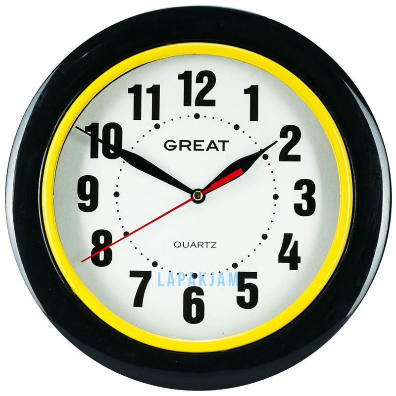 Jam Dinding Analog Polos Minimalis Great Kuning JDGR88UN