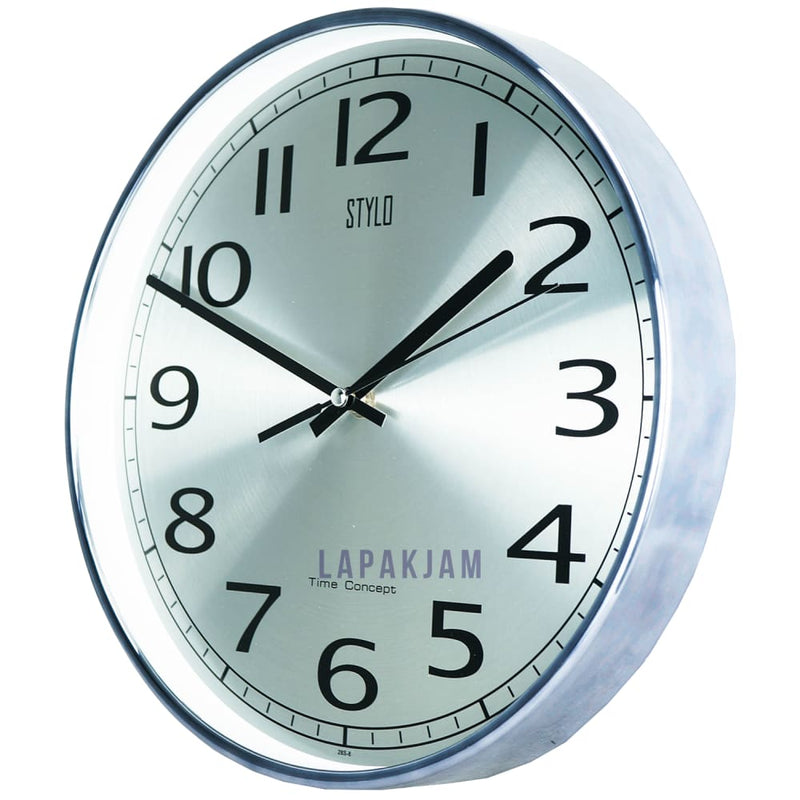 Jam Dinding Analog Polos Minimalis Stylo Grey Chrome JDST311-8GRE