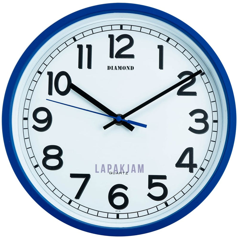 Jam Dinding Analog Polos Minimalis Diamond Biru JDDIM212-18BIR