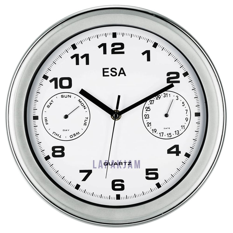 Jam Dinding Analog Chrome Kantor Estiloren Silver JD7570SILPUT