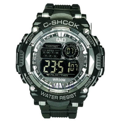Jam Tangan Digital Sporty QnO Hitam Silver JAQNOD-05DHITSIL