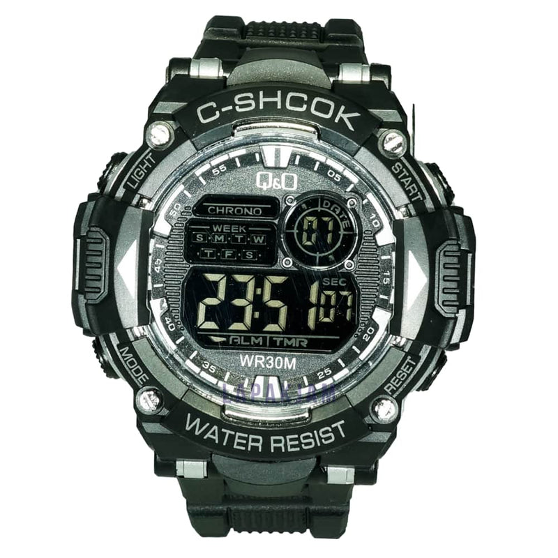 Jam Tangan Digital Sporty QnO Hitam Silver JAQNOD-05DHITSIL