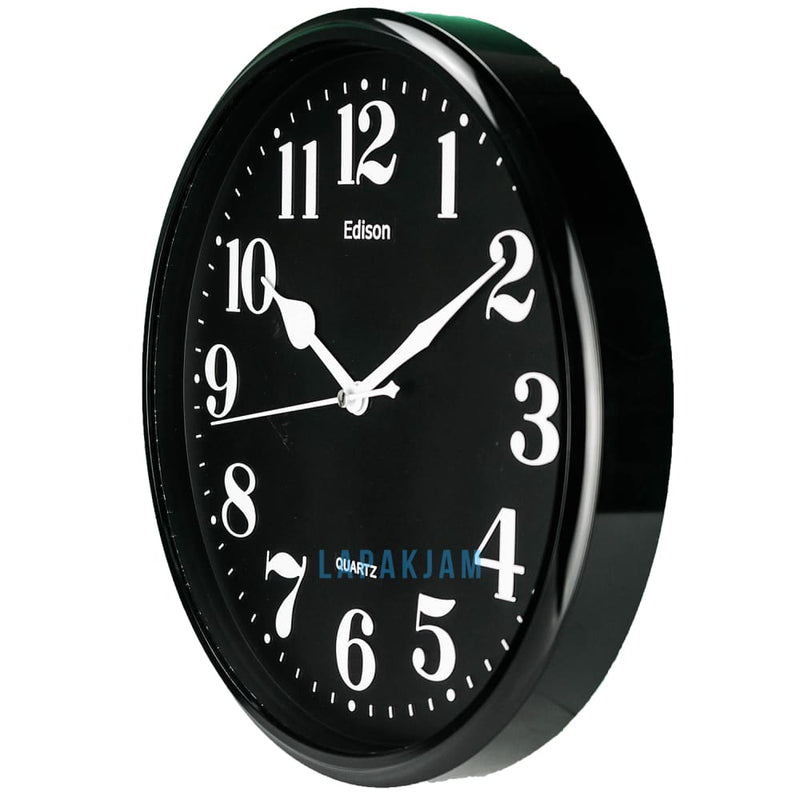 Jam Dinding Analog Polos Minimalis Edison Hitam JDEDISEDW319T31HIT