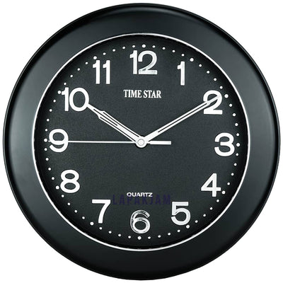 Jam Dinding Analog Polos Minimalis TimeStar HItam JDTI2129DWHIT