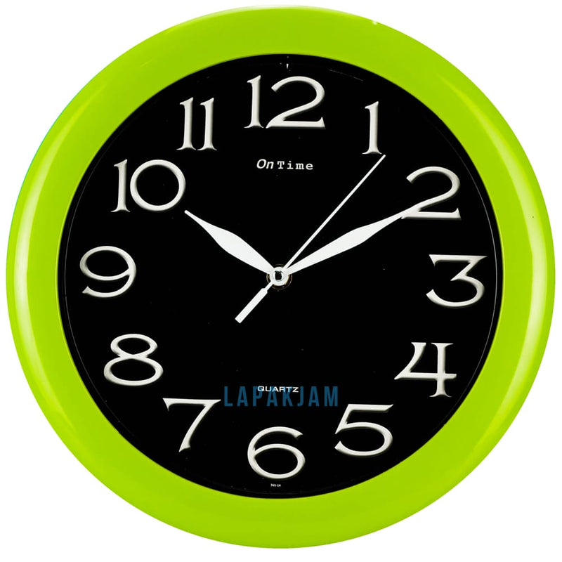 Jam Dinding Analog Polos Minimalis Ontime Hijau JDON76-14HIJ