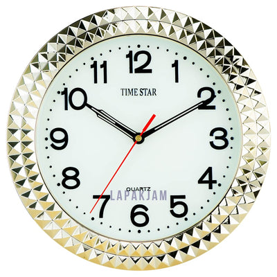Jam Dinding Analog Polos Minimalis TimeStar Gold JD60201DIOL