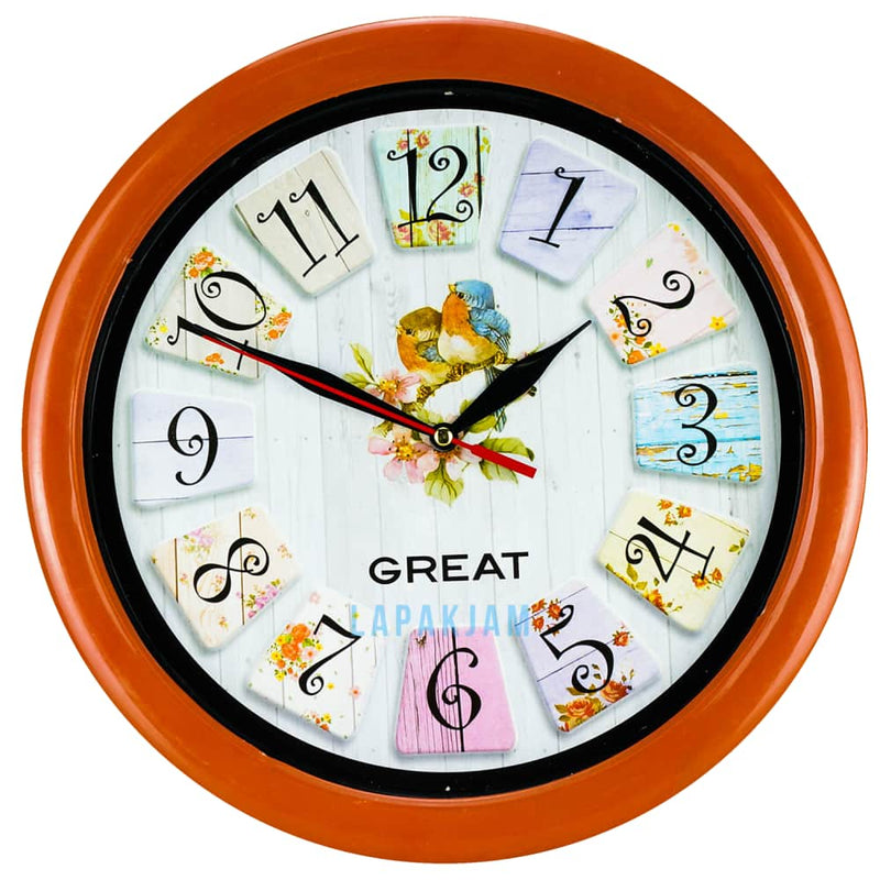Jam Dinding Analog Bunga Great Orange JDGREA777G-3ORA