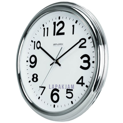 Jam Dinding Analog Chrome Kantor Estiloren Silver Chrome JD23T253DSIL