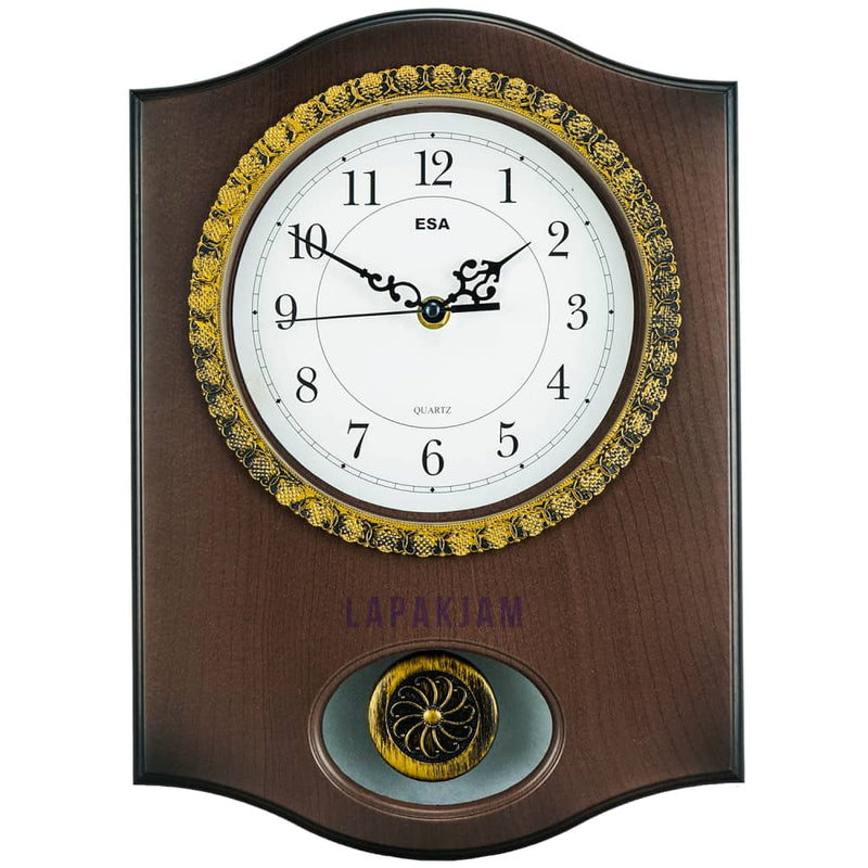 Jam Dinding Analog Permata/Feminim/Norak Esa Coklat JDES6037BRO