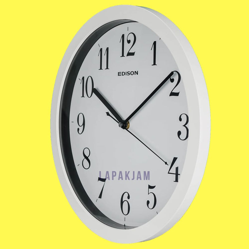 Jam Dinding Analog Polos Minimalis Edison Putih JDEDISEDW338-B7PUT