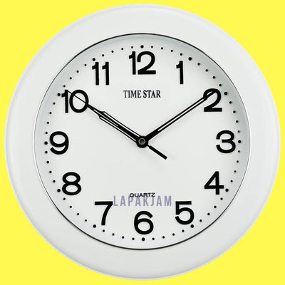 Jam Dinding Analog Polos Minimalis TimeStar Putih JDTI2129DWPUT