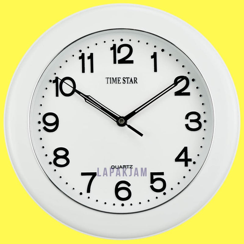 Jam Dinding Analog Polos Minimalis TimeStar Putih JDTI2129DWPUT