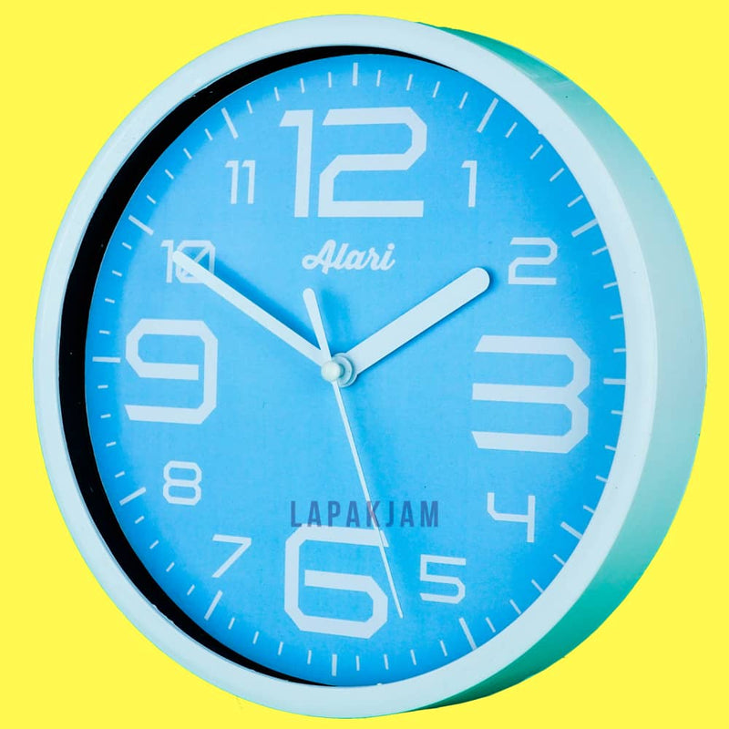 Jam Dinding Analog Polos Minimalis Alari Blue JDALARAL1154BLU