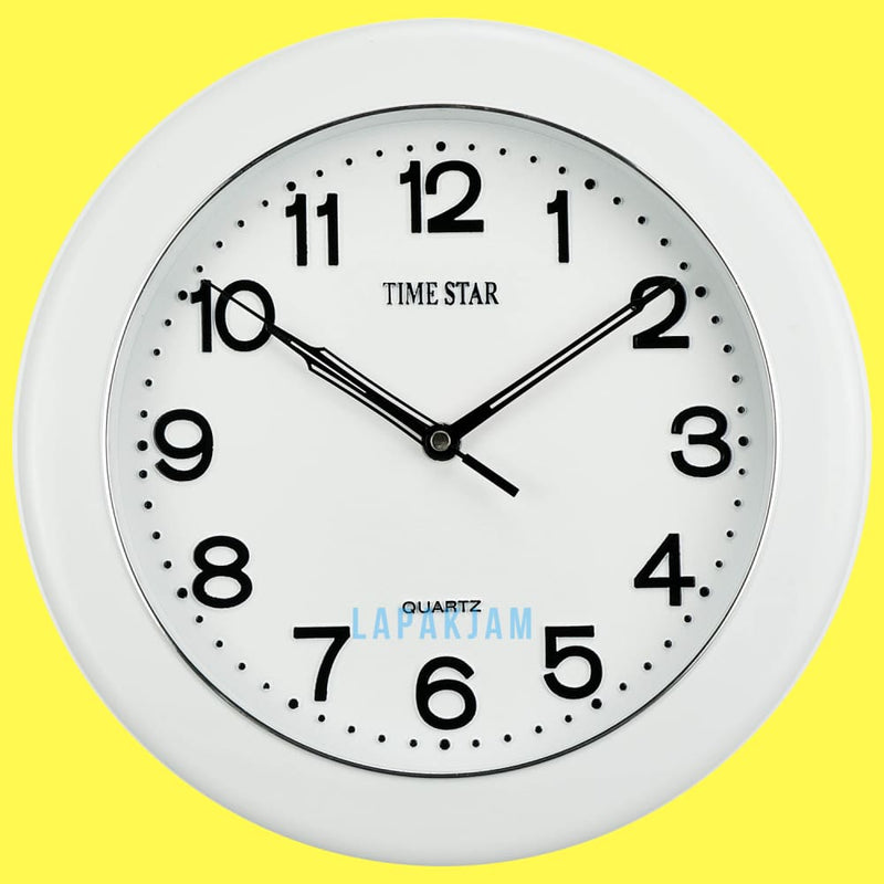Jam Dinding Analog Polos Minimalis TimeStar Putih JD50219DWHI