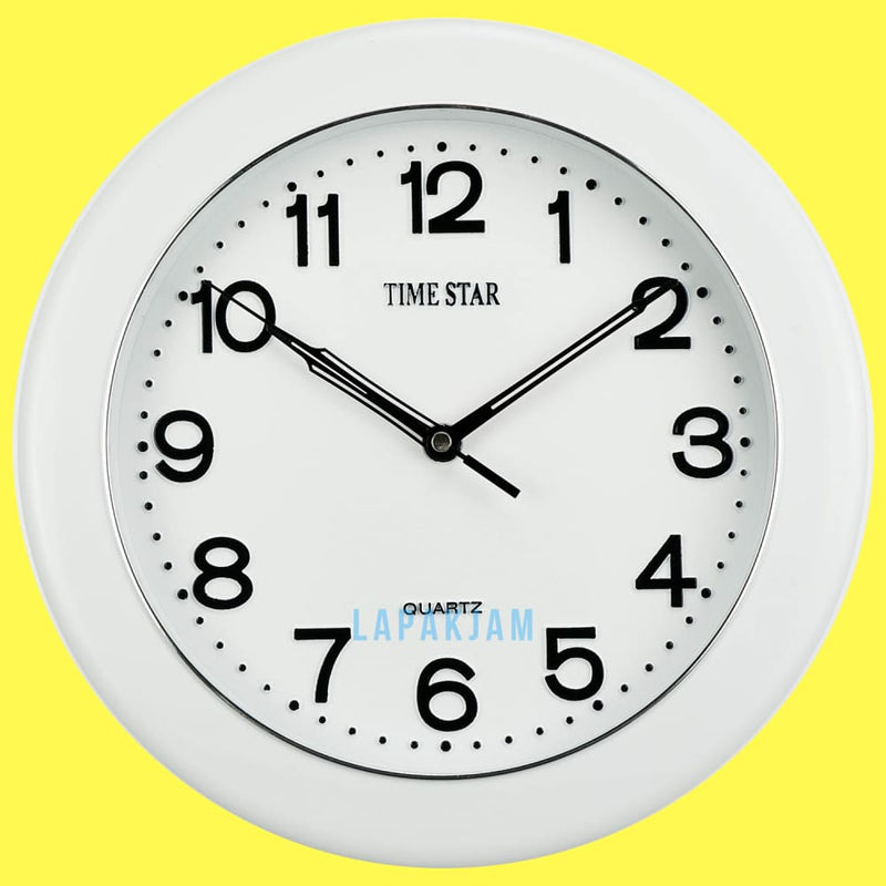 Jam Dinding Analog Polos Minimalis TimeStar Putih JD50219DWHI