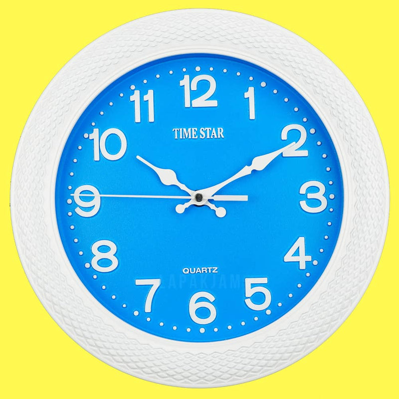 Jam Dinding Analog Polos Minimalis TimeStar Biru JD58210D-LUWHI