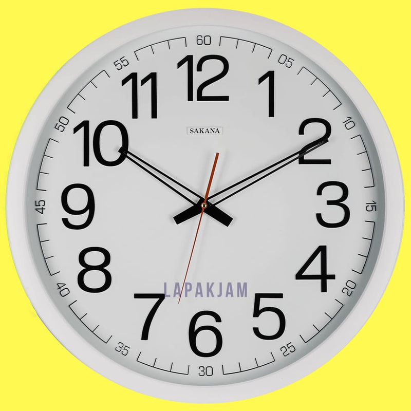 Jam Dinding Analog Polos Minimalis Sakana Putih JDSA415NPUT
