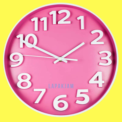 Jam Dinding Analog Polos Minimalis Kikai Pink JDKIXYM2738PIN