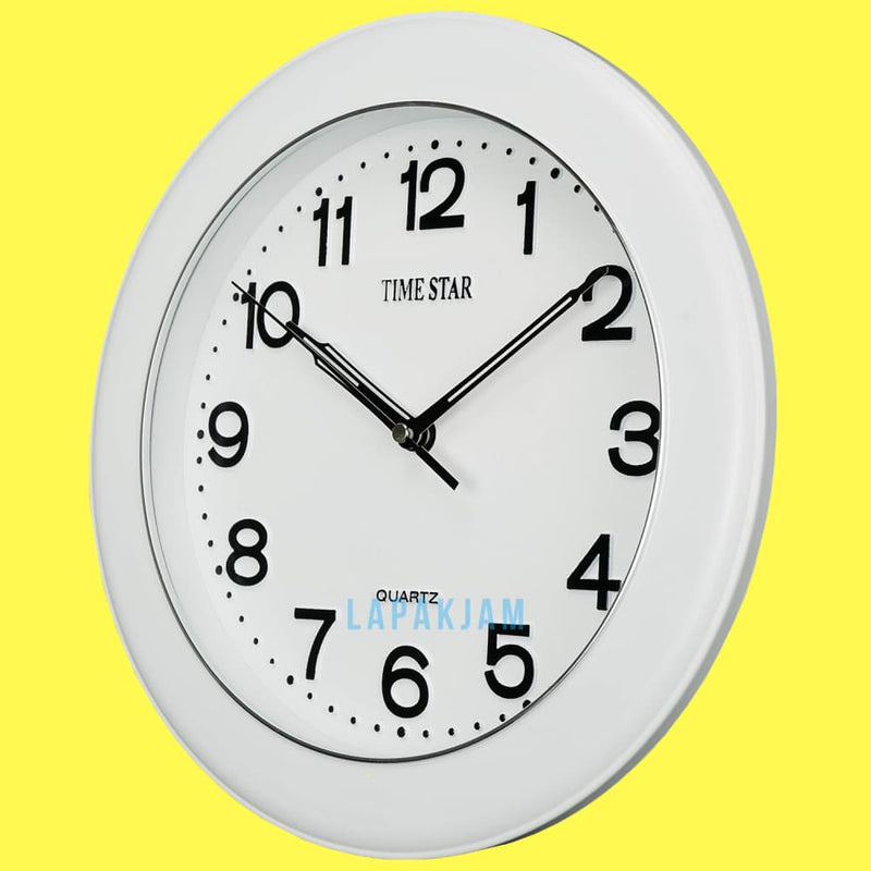 Jam Dinding Analog Polos Minimalis TimeStar Putih JD50219DWHI