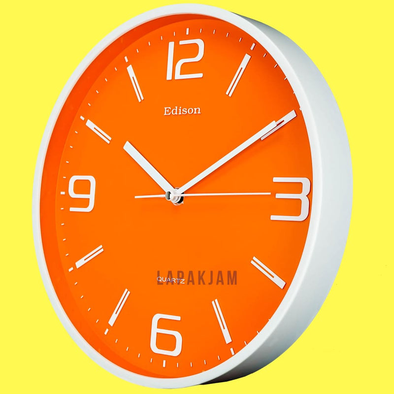 Jam Dinding Analog Polos Minimalis Edison Orange JDEDEDW29TCORA