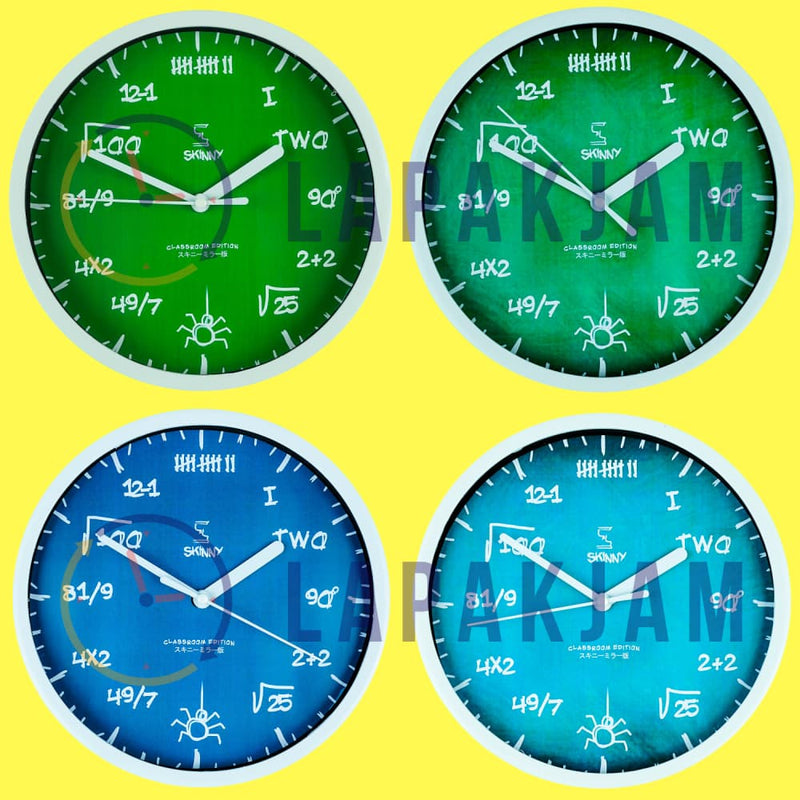 Jam Dinding Analog Polos Minimalis Skinny Biru Chalk JDSKINCLASSK1123-BIRCHA