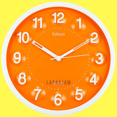 Jam Dinding Analog Polos Minimalis Edison Orange JD00W22T2PUTOR