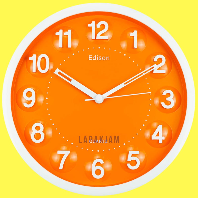 Jam Dinding Analog Polos Minimalis Edison Orange JD00W22T2PUTOR