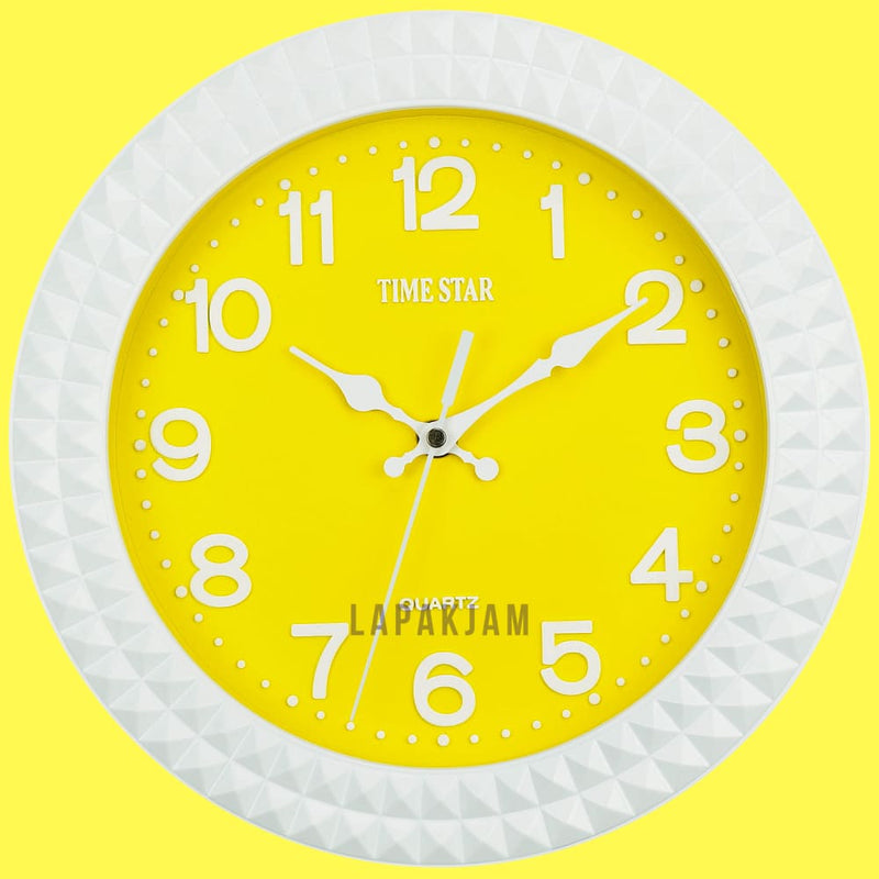 Jam Dinding Analog Polos Minimalis TimeStar Kuning JD58218DYLWHI
