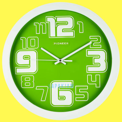 Jam Dinding Analog Polos Minimalis Pioneer Hijau JD00205DGEWHI