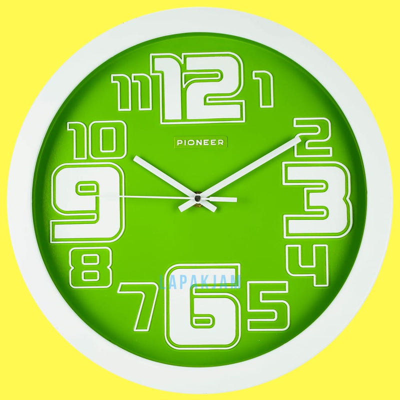 Jam Dinding Analog Polos Minimalis Pioneer Hijau JD00205DGEWHI