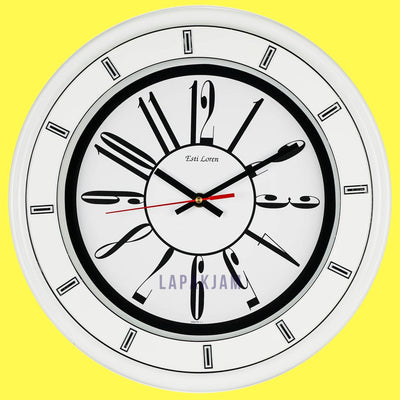 Jam Dinding Analog Chrome Kantor Estiloren Putih JD13S208P1WHI