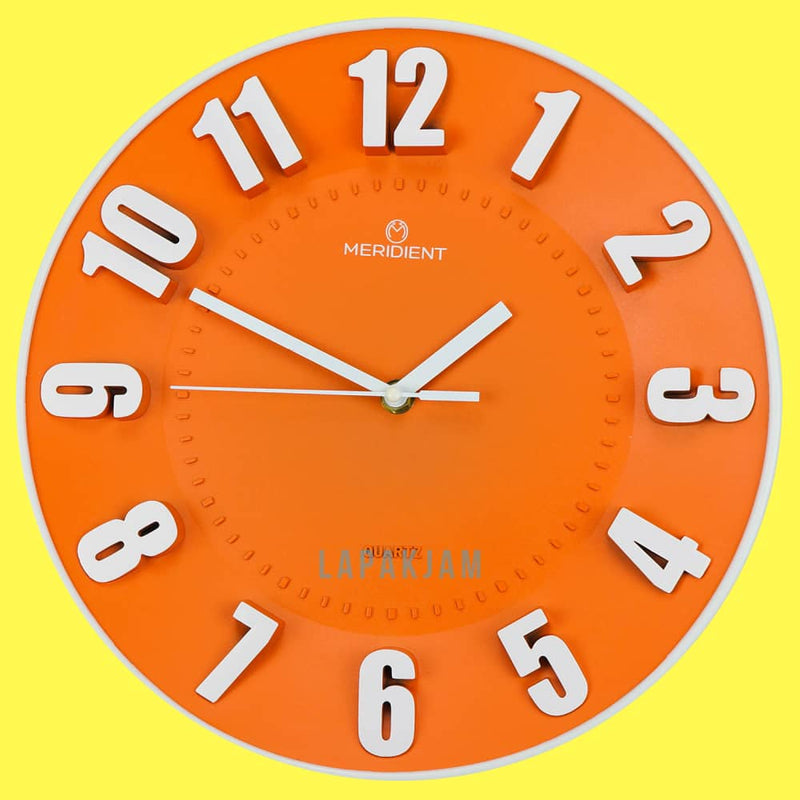 Jam Dinding Analog Polos Minimalis Meridient Orange JDME978ORA