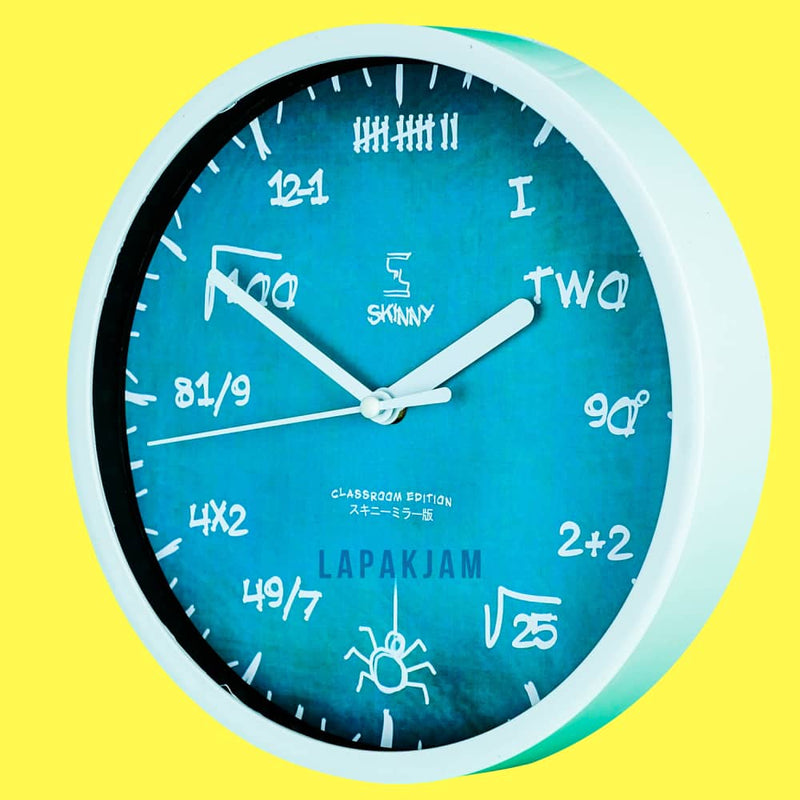 Jam Dinding Analog Polos Minimalis Skinny Biru Chalk JDSKINCLASSK1123-BIRCHA