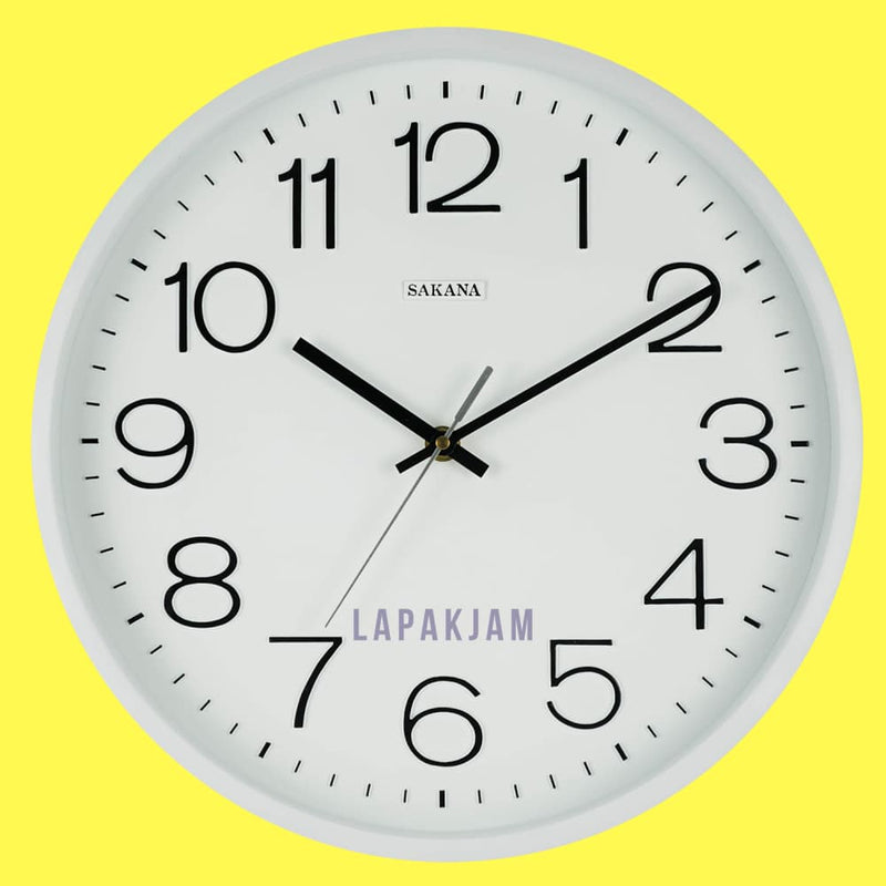 Jam Dinding Analog Polos Minimalis Sakana Putih JDSA481PUT
