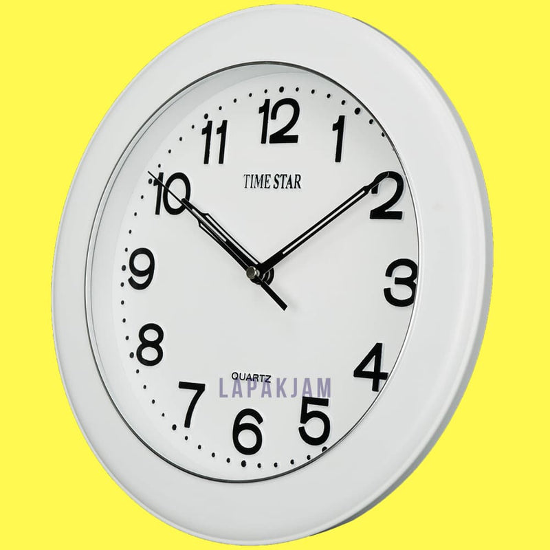 Jam Dinding Analog Polos Minimalis TimeStar Putih JDTI2129DWPUT