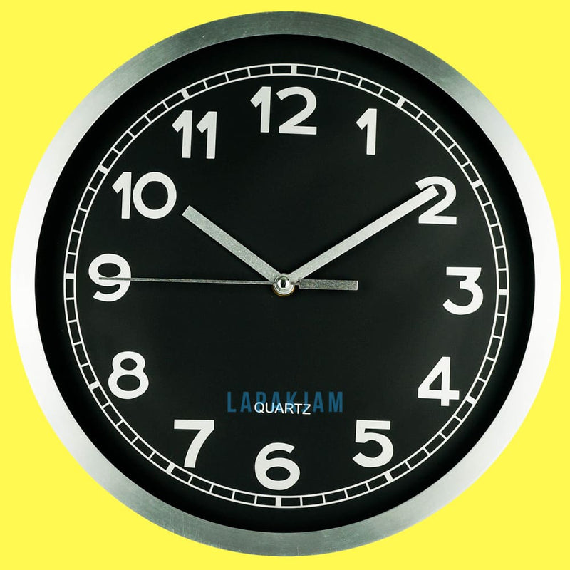 Jam Dinding Analog Polos Minimalis Stsinless Hitam JDST7120HIT