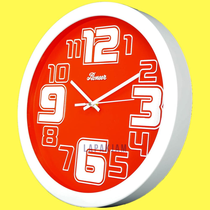 Jam Dinding Analog Polos Minimalis Pioneer Merah JDONPT2DRDWI
