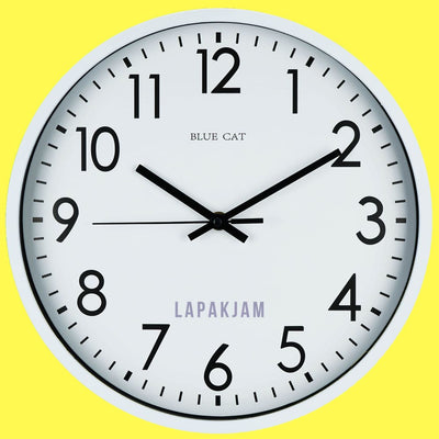 Jam Dinding Analog Polos Minimalis Bluecat Putih JDBLUEBC3001PUT