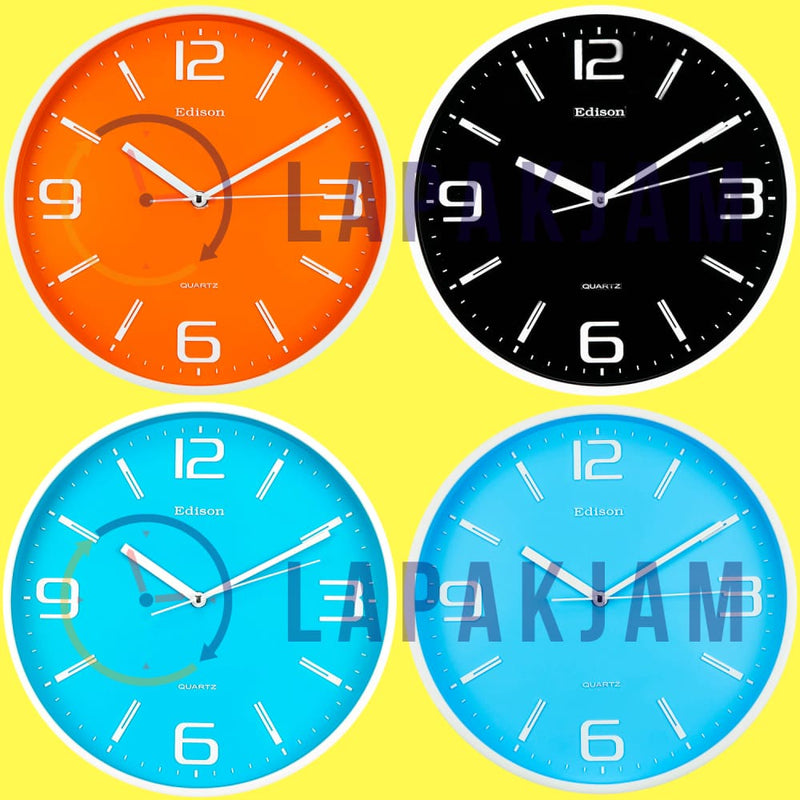 Jam Dinding Analog Polos Minimalis Edison Orange JDEDEDW29TCORA