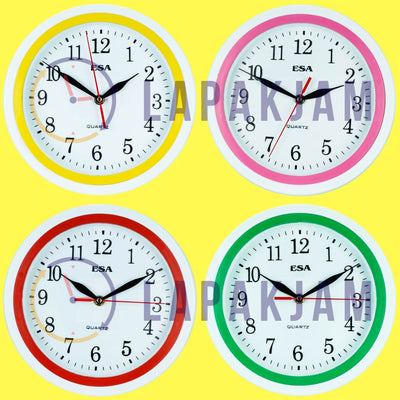 Jam Dinding Analog Polos Minimalis Esa Kuning JDESA761KUN