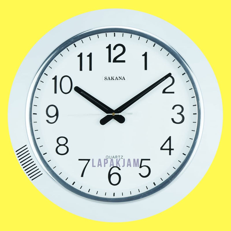 Jam Dinding Analog Polos Minimalis Sakana Putih JDSA370PUT