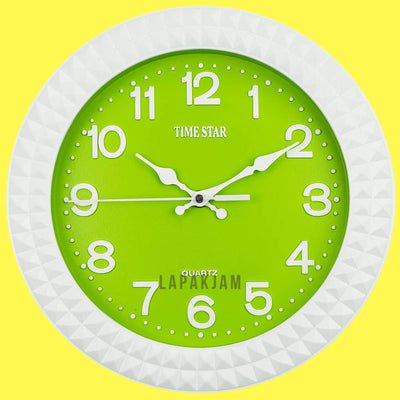 Jam Dinding Analog Polos Minimalis TimeStar Hijau JD58218D-REWH1