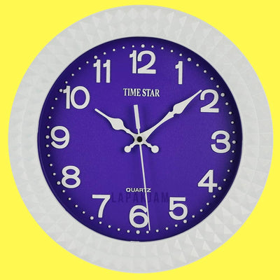 Jam Dinding Analog Polos Minimalis TimeStar Ungu JD58218D-IOWHI