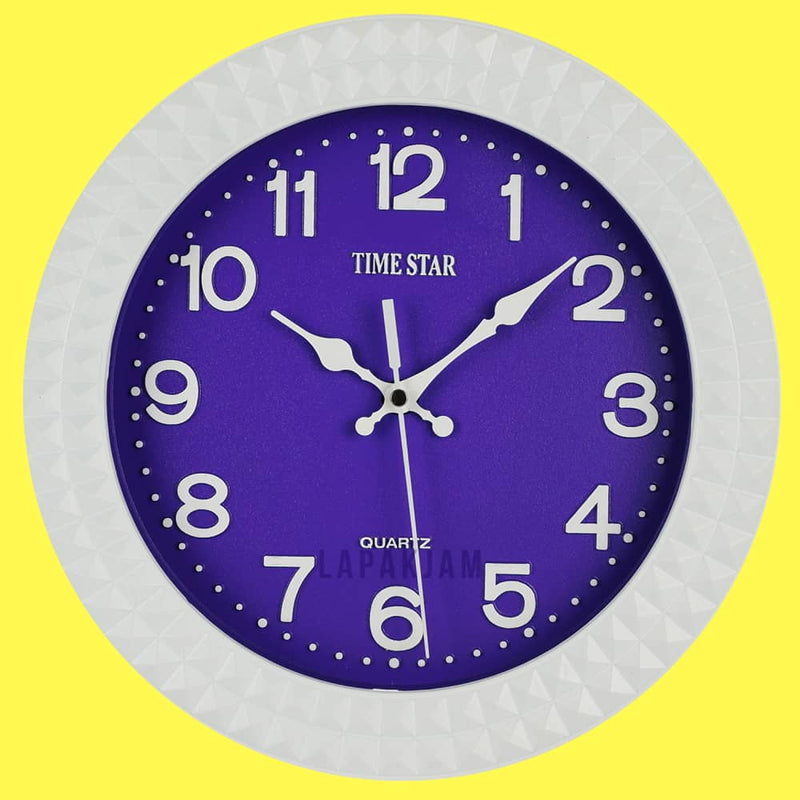 Jam Dinding Analog Polos Minimalis TimeStar Ungu JD58218D-IOWHI