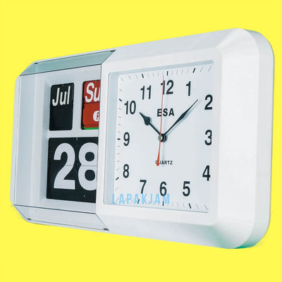 Jam Dinding Analog Polos Minimalis Esa Putih JDESD-410GLHRP